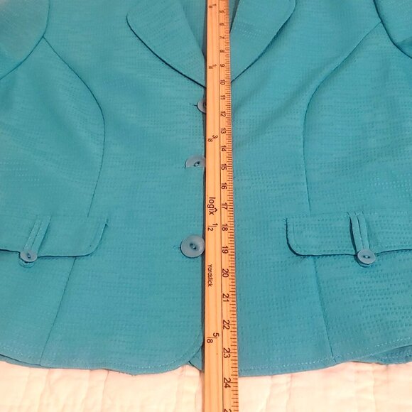 NWT Danny & Nicole Short Sleeve Blazer Top Turquoise Career Office Women 14 $70 - Picture 6 of 8